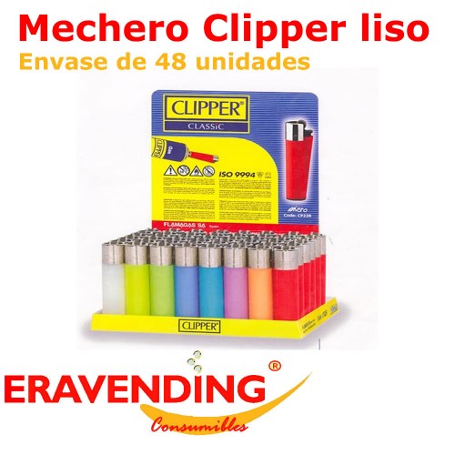 Promo Mechero Clipper Liso - Caja 48 unidades, MADELVEN ®, Mayorista  Vending